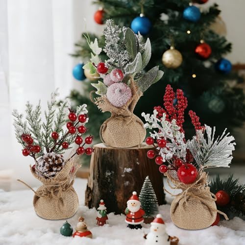 winemana 6 Pcs Mini Christmas Tree Table Decorations Holiday Centerpieces