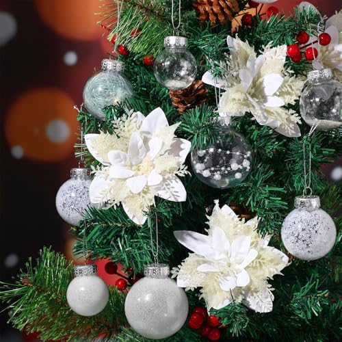 Jenaai White 74 Pcs Christmas Ball Ornaments Tree Decorations