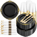 Hioasis 350 Pcs Black Gold Plates for Graduation