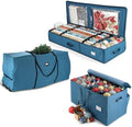 Hearth & Harbor Christmas Tree Storage Bag 7.5 ft, Wrapping Paper Storage Organizer Container & Large Christmas Ornament Storage Box With Adjustable Dividers