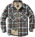 Men's Sherpa Cotton Flannel Shirt Jacket Plaid Button Coat Pocket