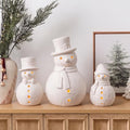 Arrowbash 3 Pcs Terracotta Snowman Figurines Rustic Christmas Decorations