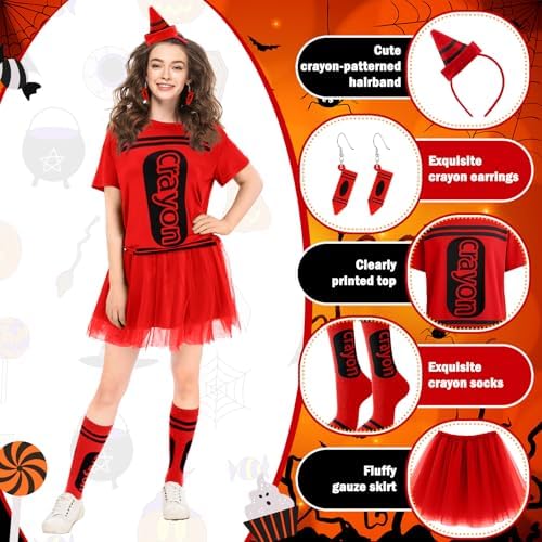 7 Pcs Crayon Costume Set for Adults Women