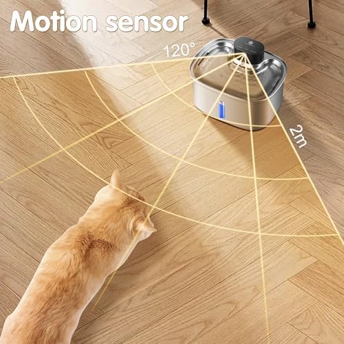 BOORCA Wireless Cat Water Fountain Stainless Steel, 169oz/5L Cordless Smart Pet Water Fountain with 5000mAh Battery & Ultra Quiet Pump, Automatic Pet Water Dispenser for Cats & Dogs, 3 Filters