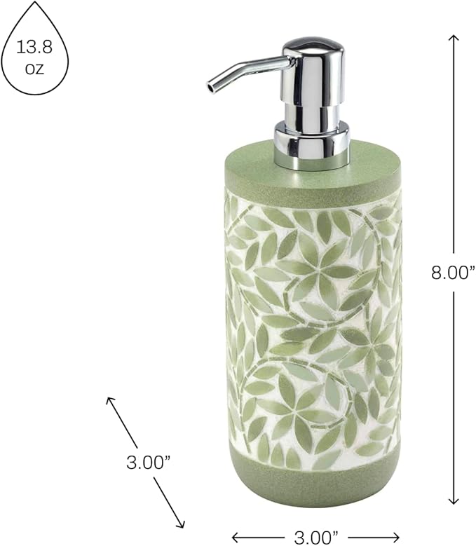 Avanti Linens - Lotion Pump/Soap Dispenser, Resin Countertop Accessories, Guest Bathroom Essentials (Stratford Collection, Green)