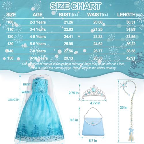 Davvew Princess Dresses for Girls Light Up Princess Costume for Christmas Halloween Toddler Princess Dress Up Clothes
