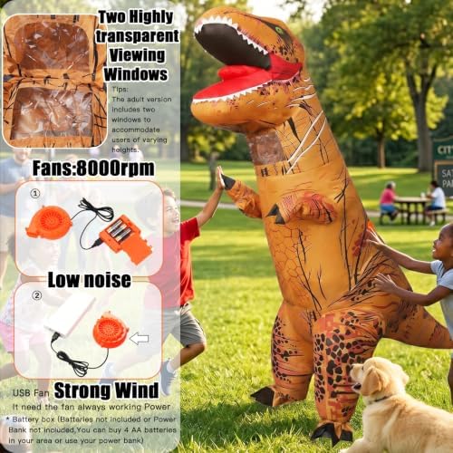 Inflatable Dinosaur Costume for Kids and Adults, Blow Up Party Suit