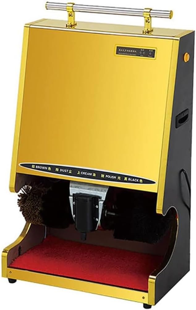 Fully Automatic Shoe Polisher, Household Electric Shoe Brush Machine, Hotel Stainless Automatic Machine for Boots Cleaning/Polishing (Gold)