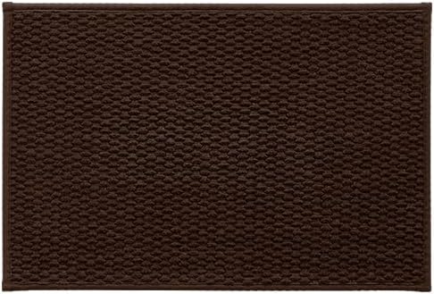 TYUU Bathroom Rugs Non Slip Washable, Super Absorbent Thin Bath Mat Small Quick Dry Low Pile Bathroom Rug, Brown 16"x24"