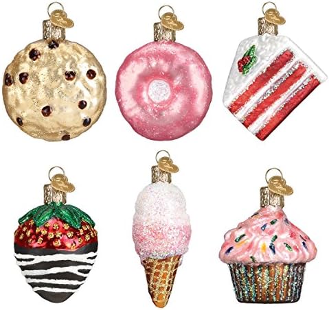 Old World Christmas Mini Dessert Ornament Set Glass Blown Ornament for Christmas Tree, Handcrafted Holiday Decoration, Set Collection
