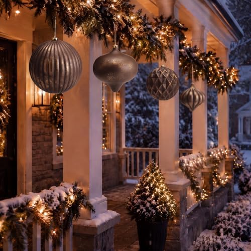Seenelling 4Pcs Big 8'' Christmas Ball Ornaments Xmas Tree Decor, Brown