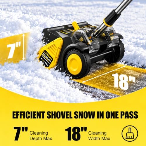 Litekon 80V Brushless Cordless Snow Shovel, 18-Inch Electric Snow Blower with 2X 4.0Ah Batteries Snow Removal with 30FT Throw Distance for Patio, Deck, Driveway,Yellow