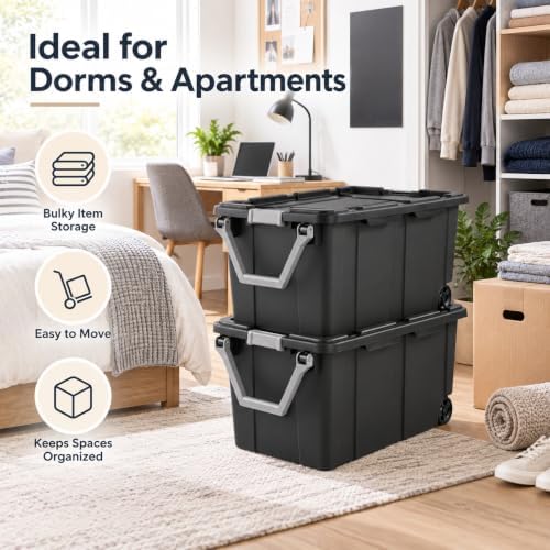 40 Gallon Wheeled Storage Bin with Lid, Extra Large Plastic Tote