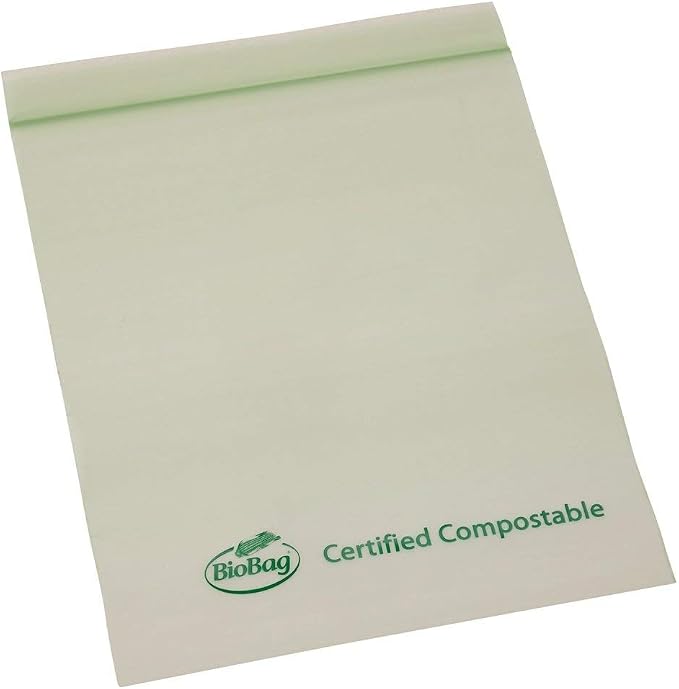 BioBag 100% Certified Compostable Resealable Food Storage Bags, 20 Count, Quart, Perfect for Refrigerator