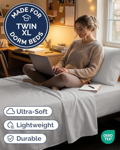 Twin XL Size 3 Piece Sheet Set - Breathable & Cooling Sheets - French Grey