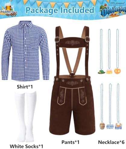 ALIZIWAY Halloween Oktoberfest Outfits Men with Necklace Socks Accessories