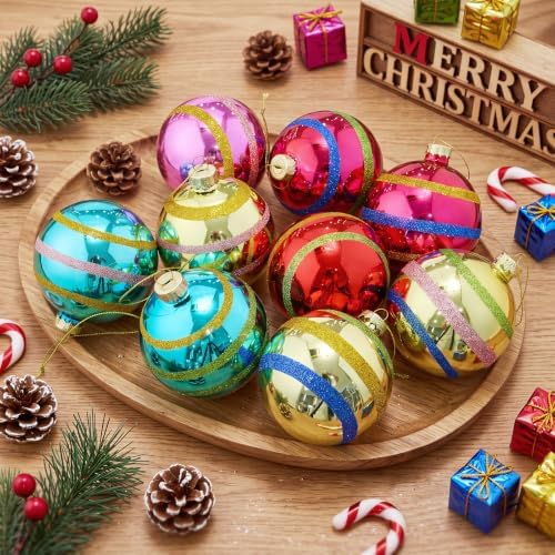 Soulchen 9 Pcs Vintage Glass Christmas Ornaments 3.15 Inch Multicolor