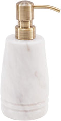 Marble Soap Dispenser 7.5'' White Dish Soap Dispenser with Stainless Steel Pump, Refillable Liquid Hand Soap Dispenser with 8.5 Oz Capacity for Kitchen Sink and Bathroom Countertop
