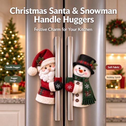 Christmas Santa & Snowman Handle Huggers – Set of 2, Handle Covers (All)