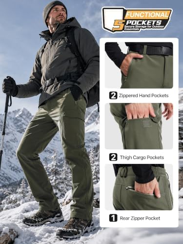 FREE SOLDIER Men's Outdoor Softshell Snow Ski Pants