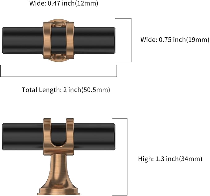 Asidrama 6 Pack Champagne Bronze and Matte Black Cabinet Knobs Heavy-Duty Solid Kitchen Cabinet Pulls Champagne Gold Dresser Drawer Hardware for Cupboard