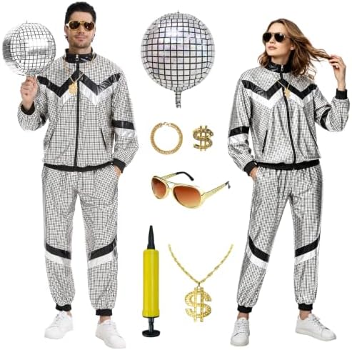 80s Outfits for Men Women,90s Tracksuit Retro Party