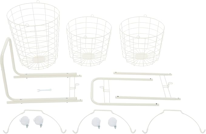 3 Tiered Storage Basket Laundry Basket with lockable Wheels,White | Ru-stpr-oof Metal Storage Cart,Easy Assembly, Load 33lb, Removable Wire Basket Organizer for Laundry Kitchen Market Bathroom