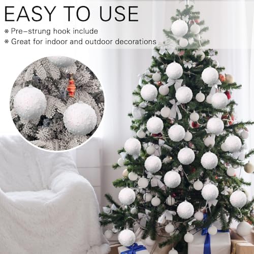 Lyrow 24 Pcs 3.15" Christmas Ball, AB White