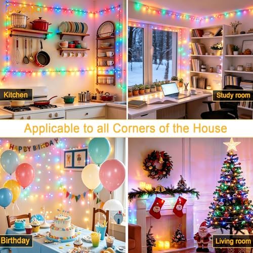 Pooqla 500 LED Colorful Christmas Lights Outdoor String Lights, 164 ft