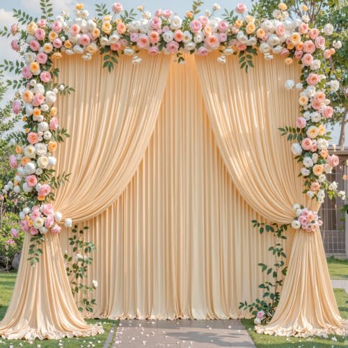 Dark Champagne Backdrop Curtain for Parties Wedding Baby Shower Wrinkle Free Photo Curtains Backdrop Drapes Fabric Decoration for Bridal Shower 5ft x 7ft,2 Panels