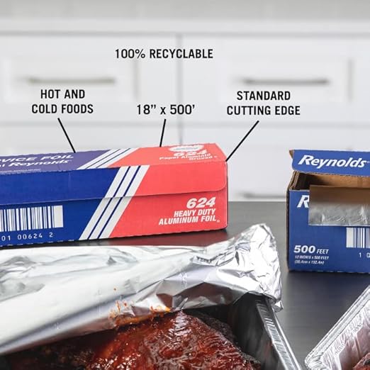 Reynolds Wrap 624 Heavy Duty Aluminum Foil Roll, 18" x 500 ft, Silver