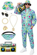 SOMSOC 80s 90s Hip-Hop Tracksuit Costume Set for Men Halloween Party