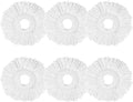 6-Pack Spin Mop Heads Refill, Easy Wring Microfiber Replacement Pads for Deep Cleaning, Universal Fit for Most Round Spin Mops