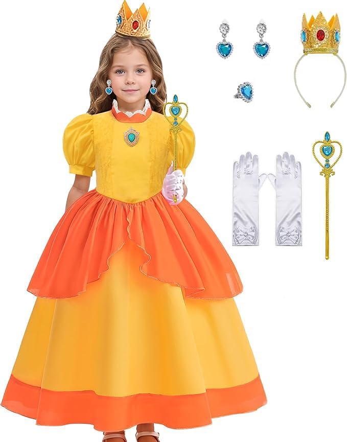 Princess Costume for Girls Halloween Birthday Party Outfit 4-12Y
