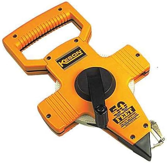 Keson OTR18M200 Open Reel Fiberglass Tape Measure Reel with Double Hook (Graduations: Ft., In., 1/8 & m, cm, 2mm), 60M / 200-Foot