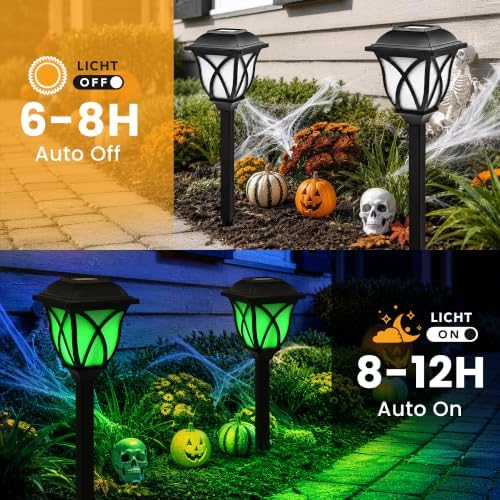GIGALUMI Solar Halloween Lights Outdoor, LED Solar Pathway Lights 8 Pack