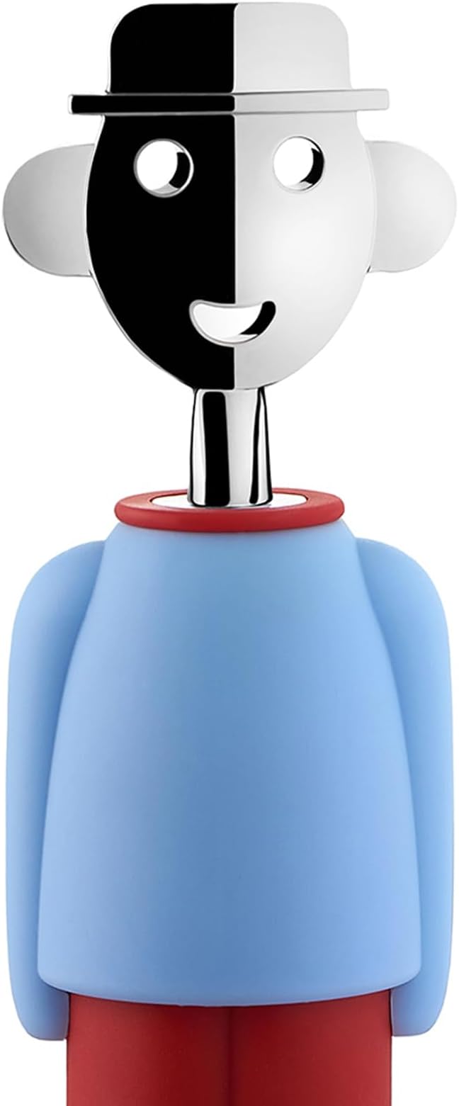 Alessi AM23 LAZ - Alessandro M. Corkscrew in thermoplastic resin, light blue and chrome plated zamak.