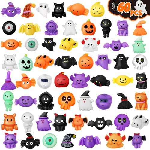 OCHIDO Halloween Party Favors for Kids-60Pack Halloween Squishy Toys Bulk