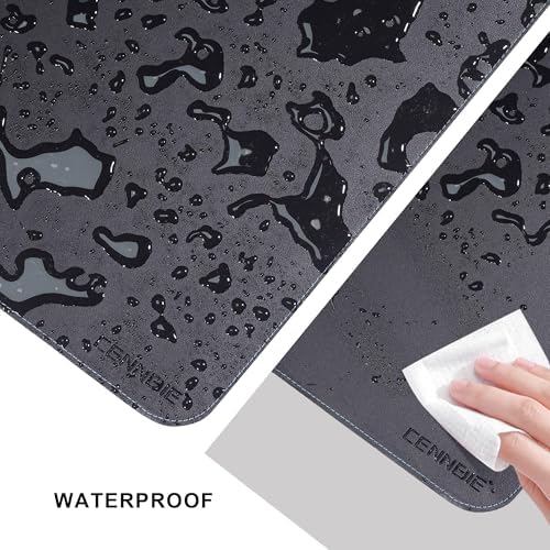 CENNBIE 39.4" x 27.5" Leather Desk Mat,Computer Mouse Pad XXL (Black)