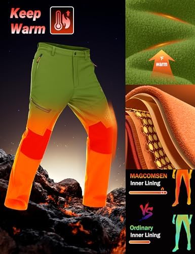 MAGCOMSEN Men's Snow Ski Winter Pants Waterproof Hiking Fleece Lined Pants