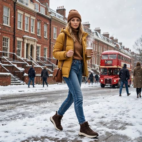 Winter Boots for Men and Women, Warm Fur-Lined Snow Boots with Slip-Resistant Outsole, High-Top Hiking Boots for Outdoor Walking and Cold Weather
