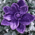 Thiccywoov 8 Pcs Large 12" Christmas Magnolia Flowers, Purple