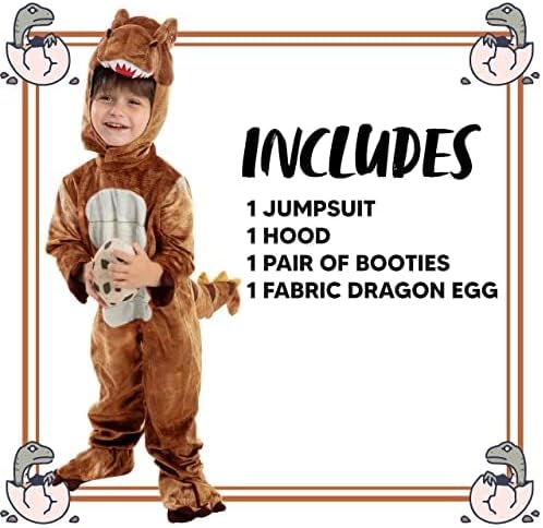 Spooktacular Creations Halloween Realistic T.rex Costume Outfit Dinosaur Jumpsuit with Egg