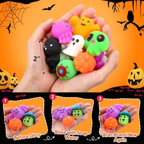 OCATO 30Pcs Halloween Mochi Squishy Toys, Halloween Party Favors for Kids