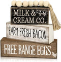 Moucuny 4 Pcs Farm Fresh Farmhouse Table Decor Rustic Stacked Wooden Sign