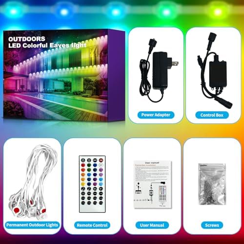 XINKAITE 200FT Permanent Outdoor Lights with 100 LEDs - Smart RGB+IC with 16 Million DIY Colors, IP67 Waterproof, App & Remote Control, Hundreds of Dynamic & Scene Modes for Holidays, Christmas & Home