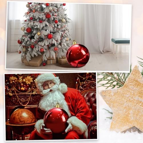 Threan 10 Inch Large Red Shiny Christmas Ball Ornaments for Christmas Tree