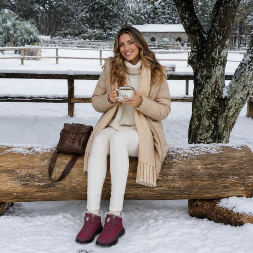 SHIBEVER Snow Boots Women Warm: Winter Fur Lined Ankle Booties