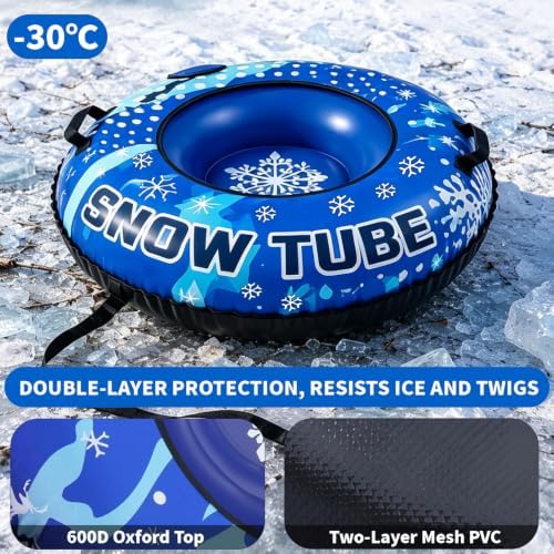 CAMPLAND Heavy Duty Snow Tube 47in Inflatable Sled Tube for Adults & Kids