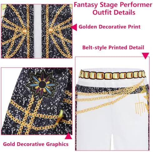 Kids Golden Pop Singer Costume Girls Halloween Costumes Outfit & Accessory
